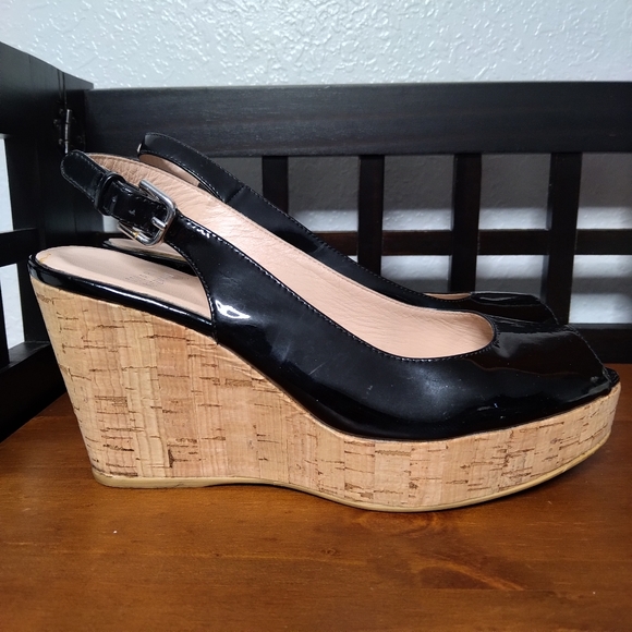 Stuart Weitzman Black Slingback Wedge 8